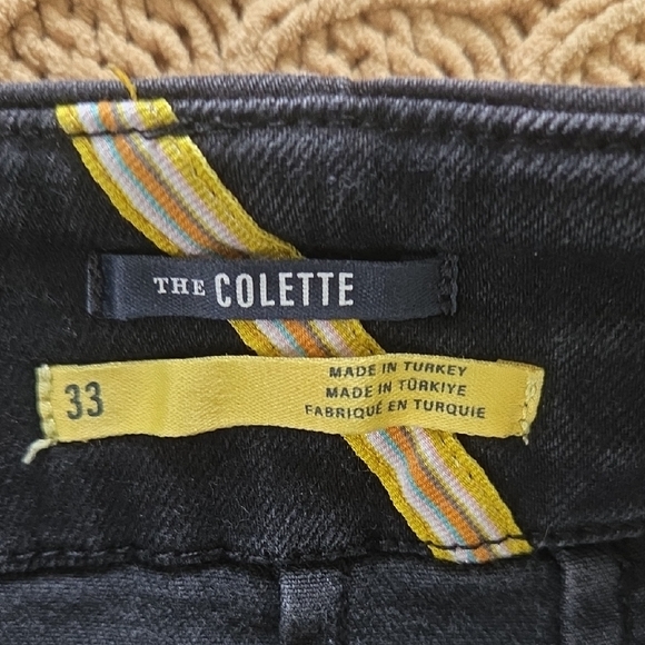 Anthro Maeve Colette Black Denim High-Rise Cropped Wide Leg Jeans - Size 33 - Picture 7 of 10